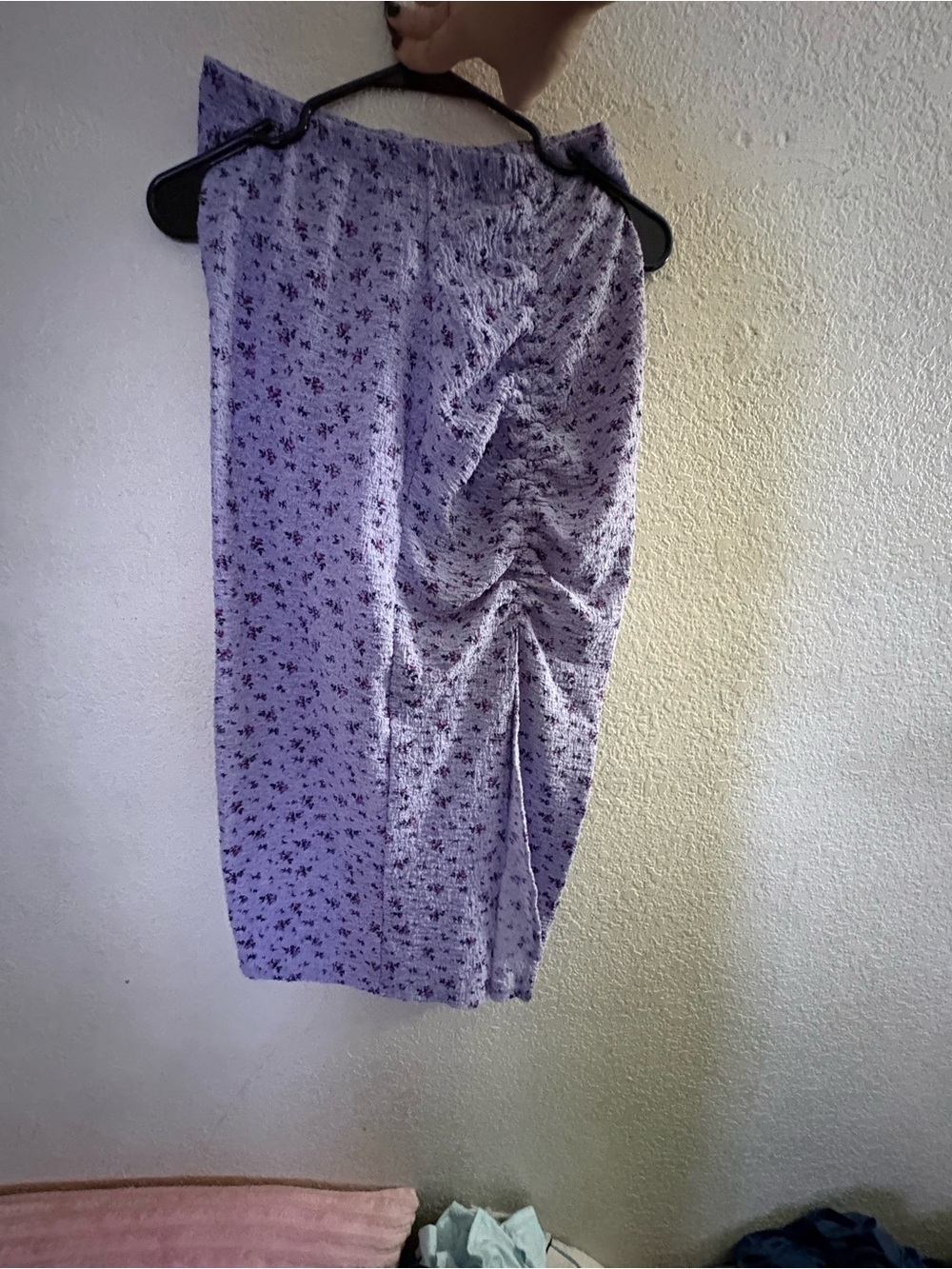 Women's Lavender Floral Ruched Midi Skirt